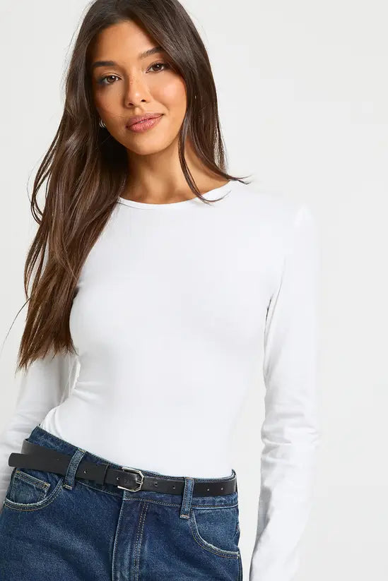 boohoo Basic Long Sleeve Crew Neck Bodysuit