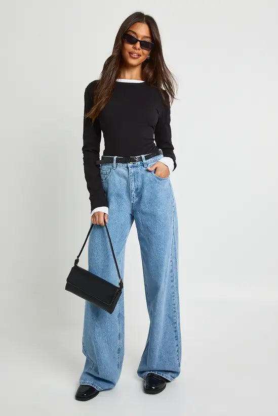 Boohoo Basic Long Sleeve Fitted Longline Top