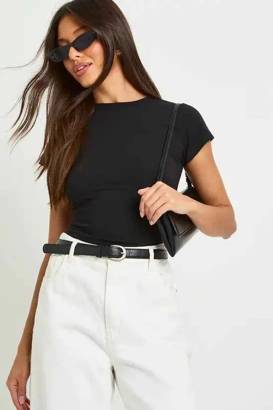boohoo Basic Short Sleeve Fitted Top