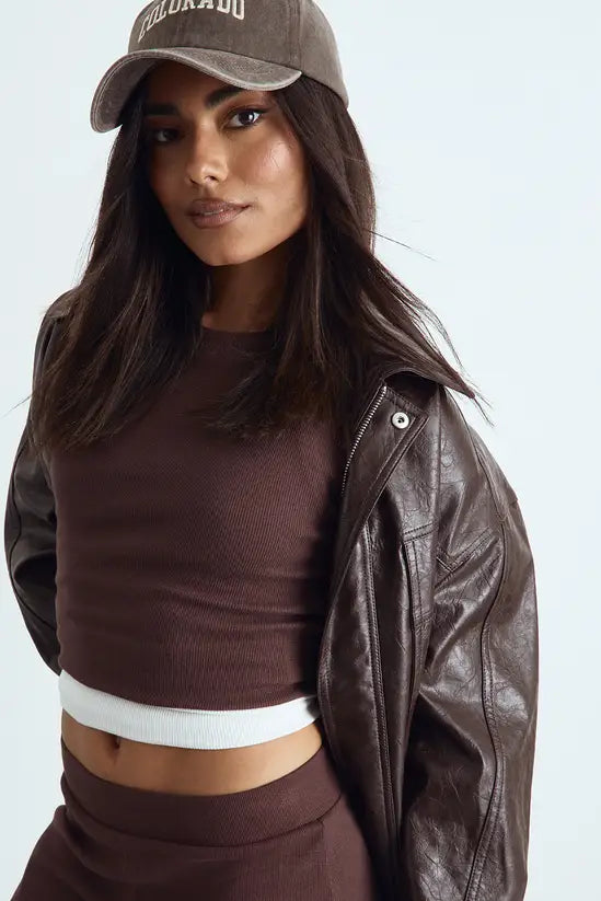 Boohoo - Basic Rib Short Sleeve Fitted Top