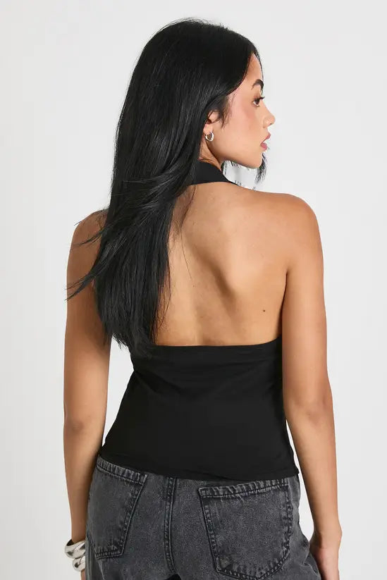 Boohoo Halterneck Multi Stud Detail Top