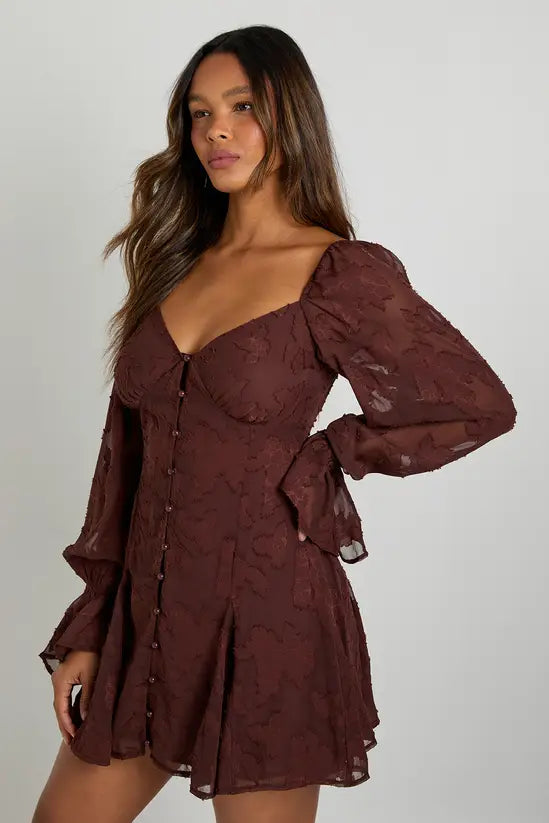 boohoo Burnout Floral Godet Hem Mini Dress