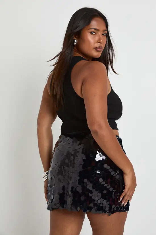 Boohoo - Plus Disc Sequin Mini Skirt