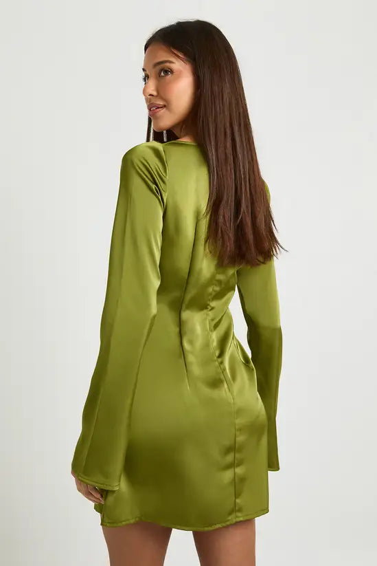 boohoo Square Neck Satin Shift Dress
