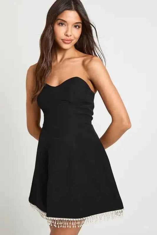 boohoo Bandeau Trim Hem Skater Dress