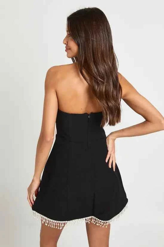 boohoo Bandeau Trim Hem Skater Dress