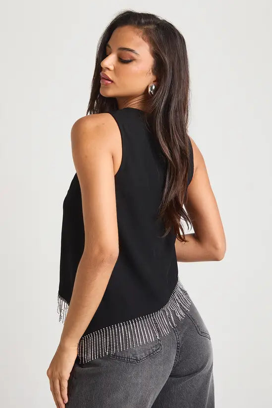 boohoo Diamante Trim Asymmetric Top