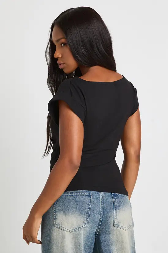 boohoo Jersey Cinched Waist Short Sleeve T-shirt