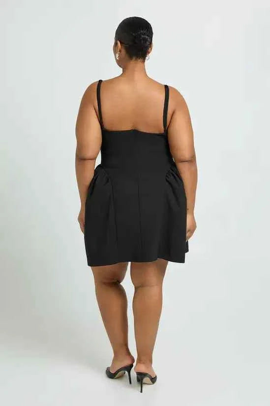 boohoo Plus Structured Diamante Straps Strapless Skater Dress