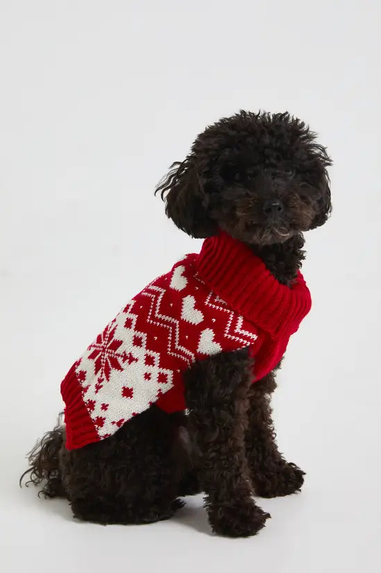boohoo Heart Fairisle Christmas Dog Jumper