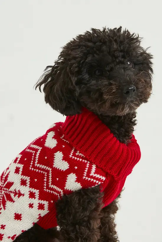 boohoo Heart Fairisle Christmas Dog Jumper