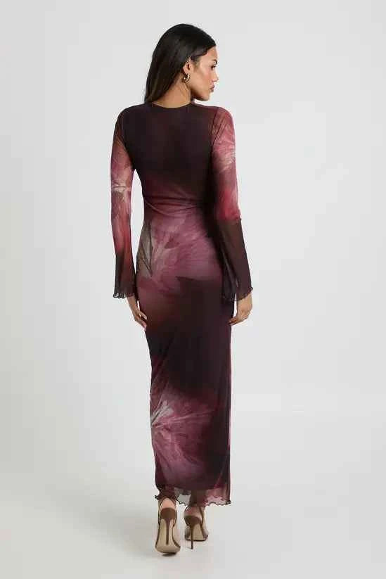 boohoo Maternity Floral Mesh Maxi Dress