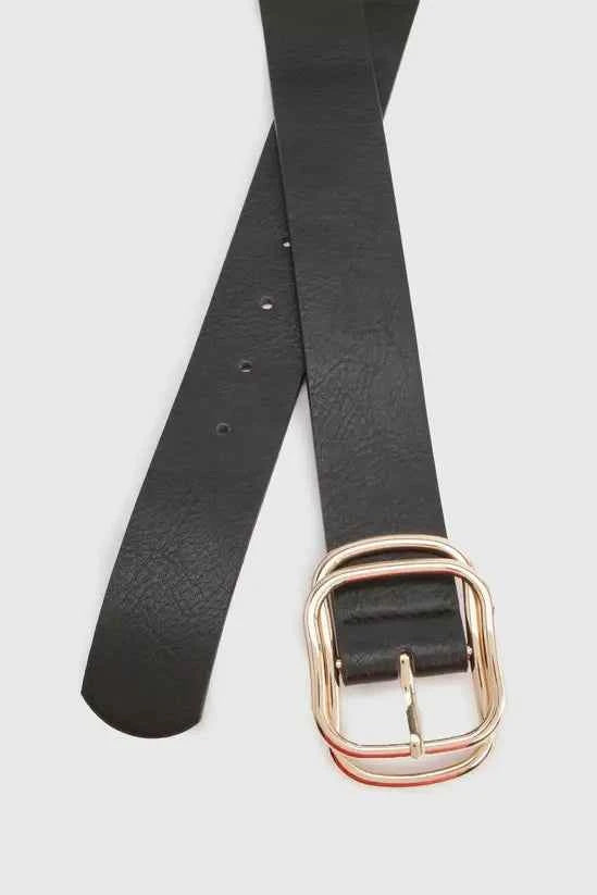boohoo Faux Leather Double Buckle Detail Belt