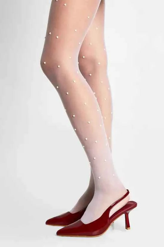 boohoo Pearl Embellished Sheer Tights