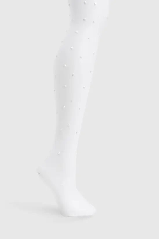 boohoo Pearl Embellished Sheer Tights