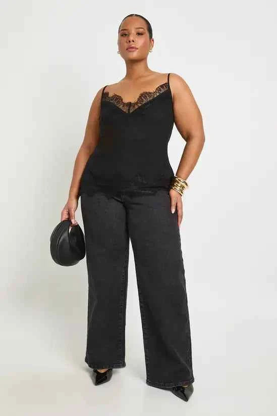 boohoo Plus Lace Trim Cami Top