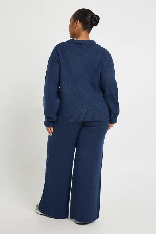 boohoo Plus Collar Knitted Top