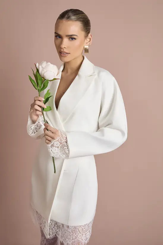 boohoo Lace Hem Structured Blazer Dress