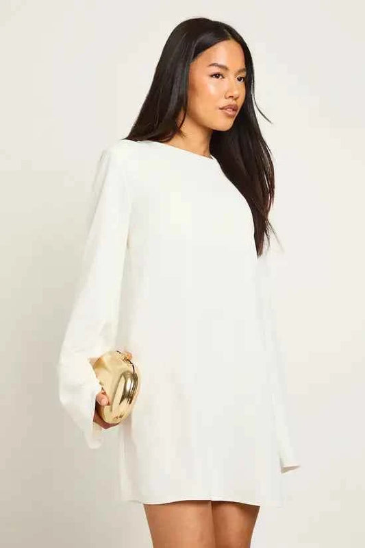 Boohoo Petite Bow Detail Open Back Mini Dress