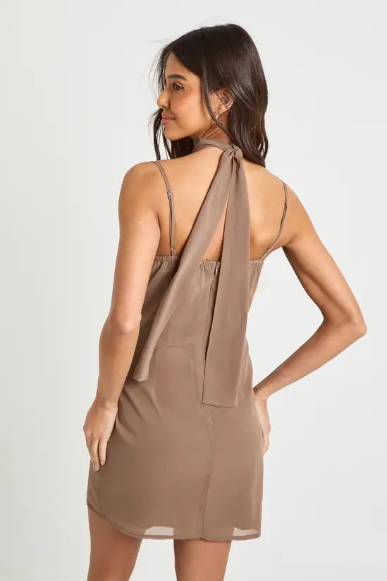 Boohoo High Neck Ruched Cup Mini Dress