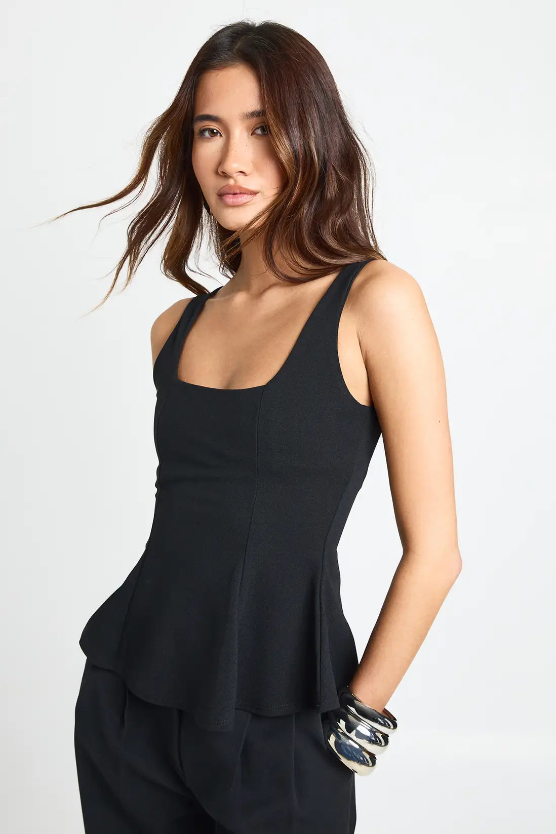 Boohoo Scoop Neck Peplum Top