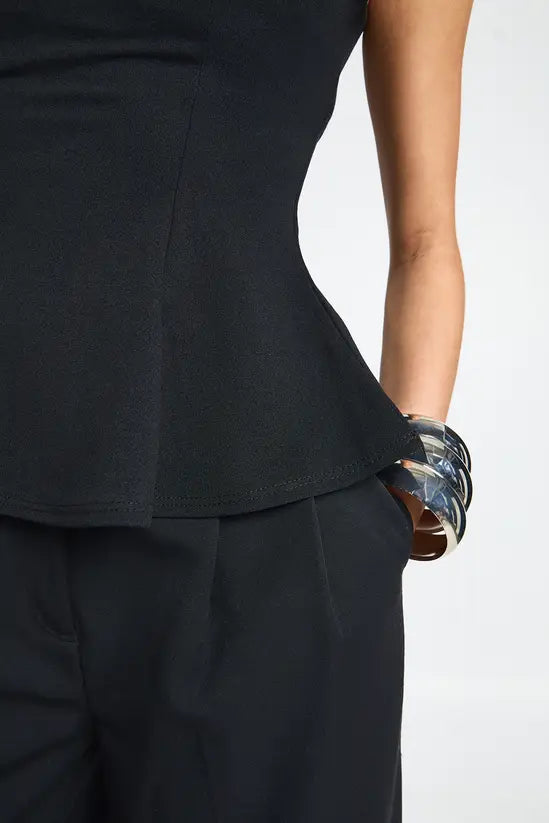 Boohoo Scoop Neck Peplum Top