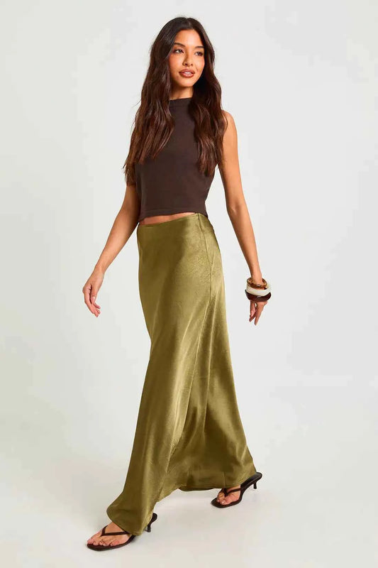 boohoo Satin Maxi Skirt