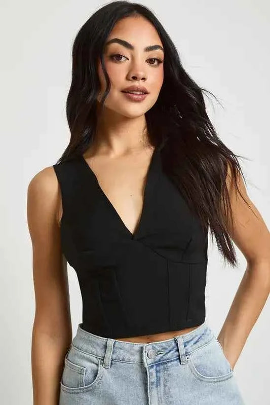 boohoo Bengaline Plunge Corset