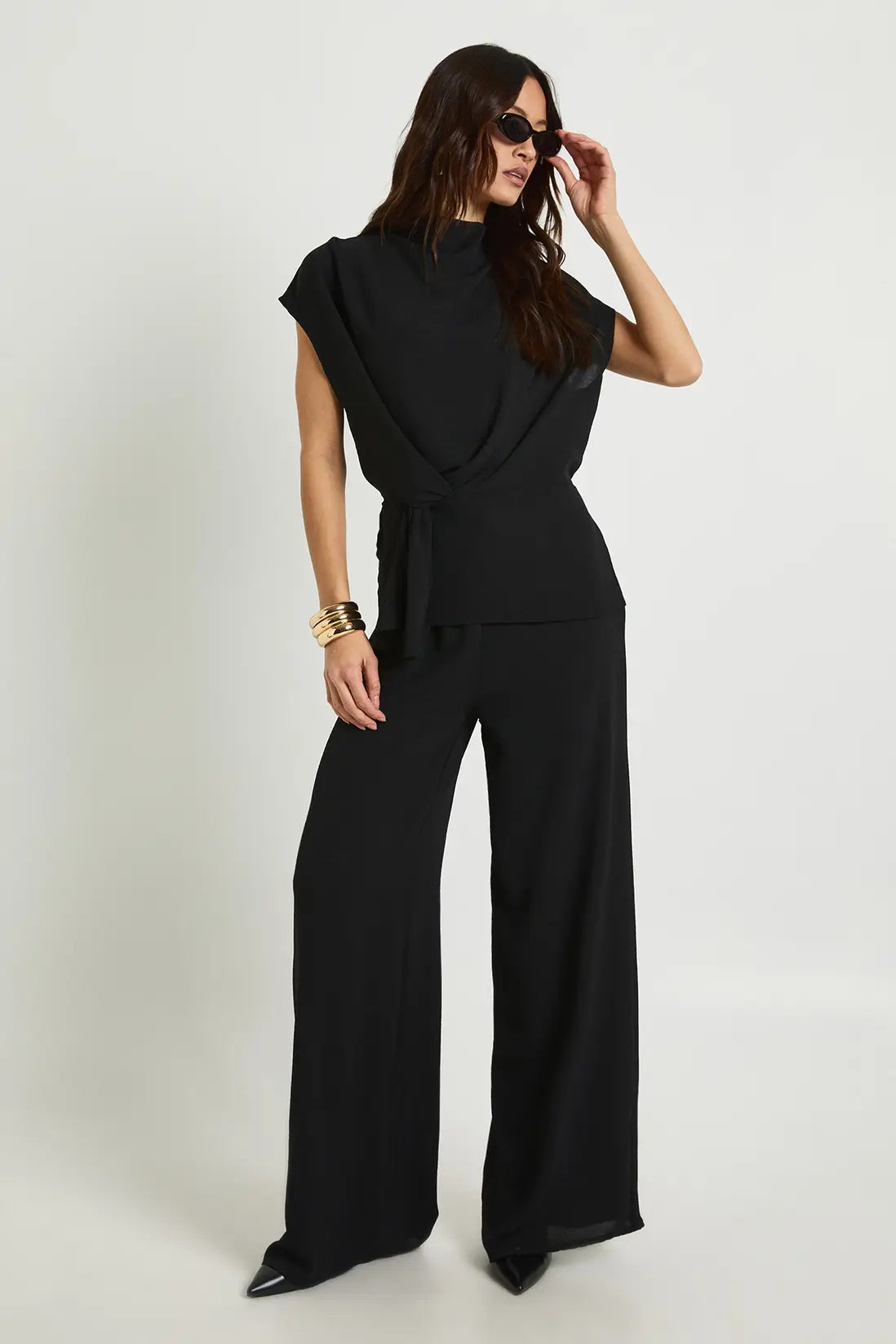 boohoo Tall Woven Drape Blouse & Trouser Co-Ord SET