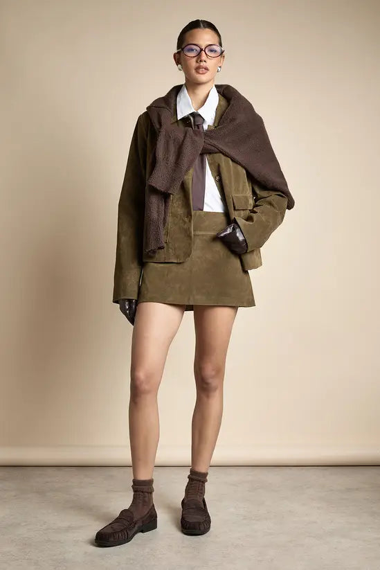 boohoo Faux Suede Tailored A-line Mini Skirt