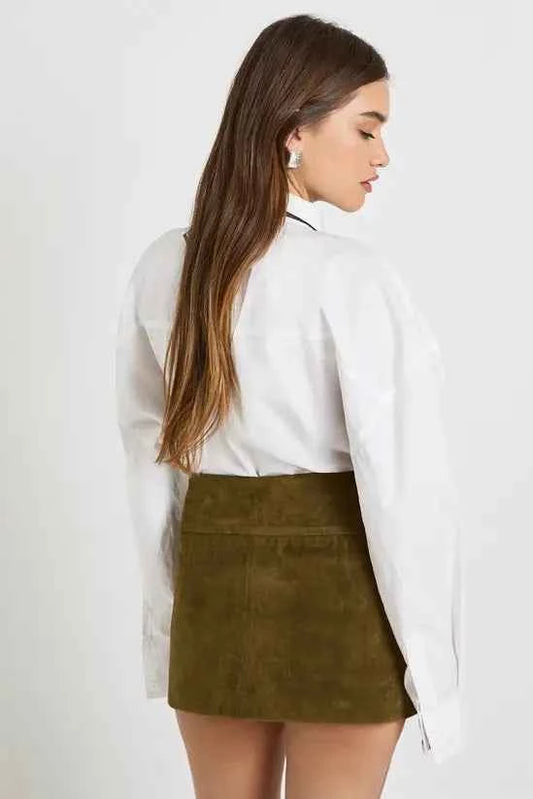 boohoo Faux Suede Tailored A-line Mini Skirt