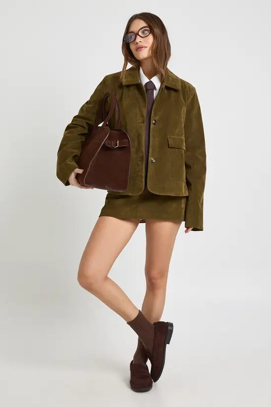 boohoo Faux Suede Tailored A-line Mini Skirt