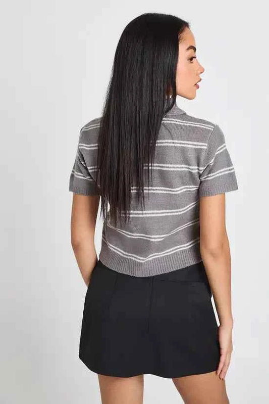 boohoo Woven Marl Button Detail Skort