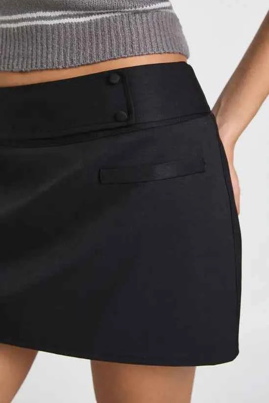 boohoo Woven Marl Button Detail Skort