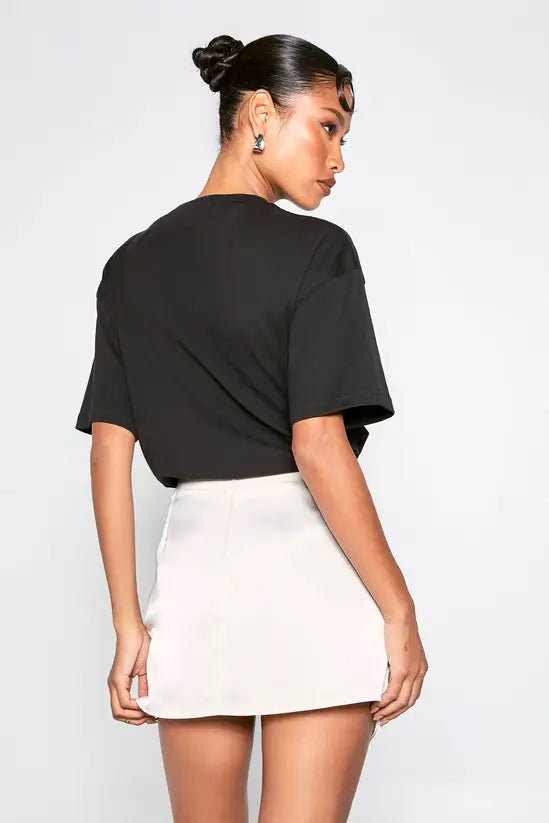 boohoo Lace Insert Satin Mini Skirt