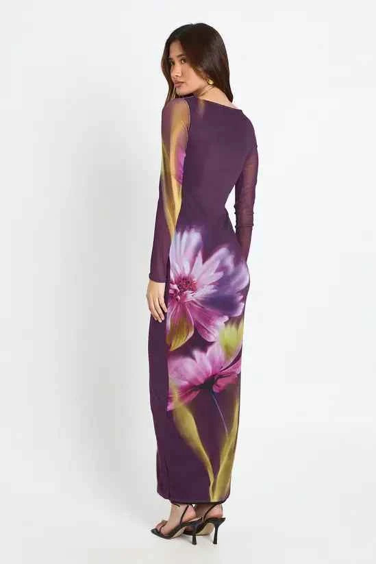 boohoo Knot Detail Long Sleeve Maxi Dress
