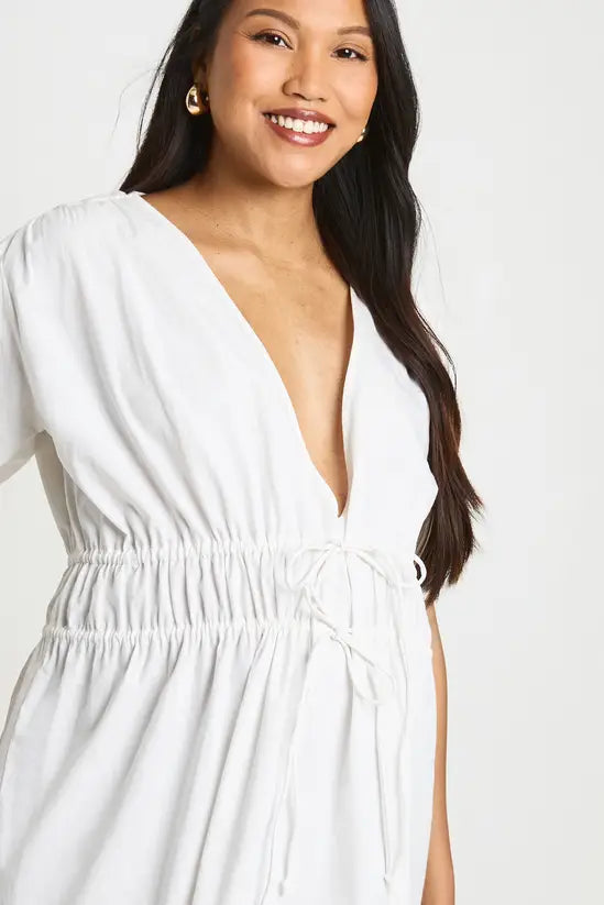 boohoo Maternity Ruched Tie Front Maxi Dress