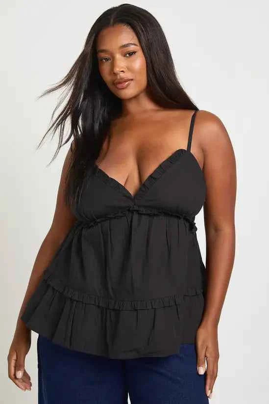Boohoo Plus Frill Detail Strappy Top