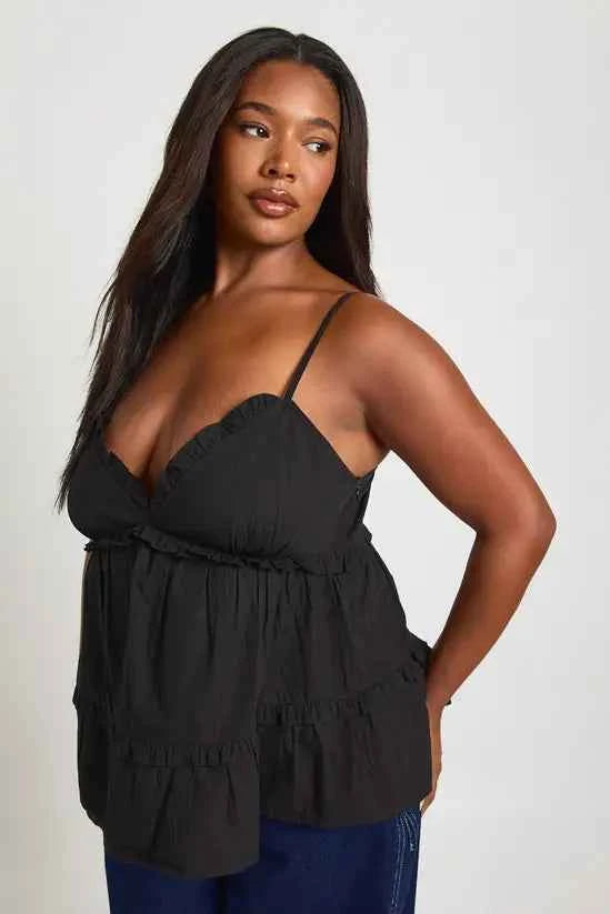 Boohoo Plus Frill Detail Strappy Top