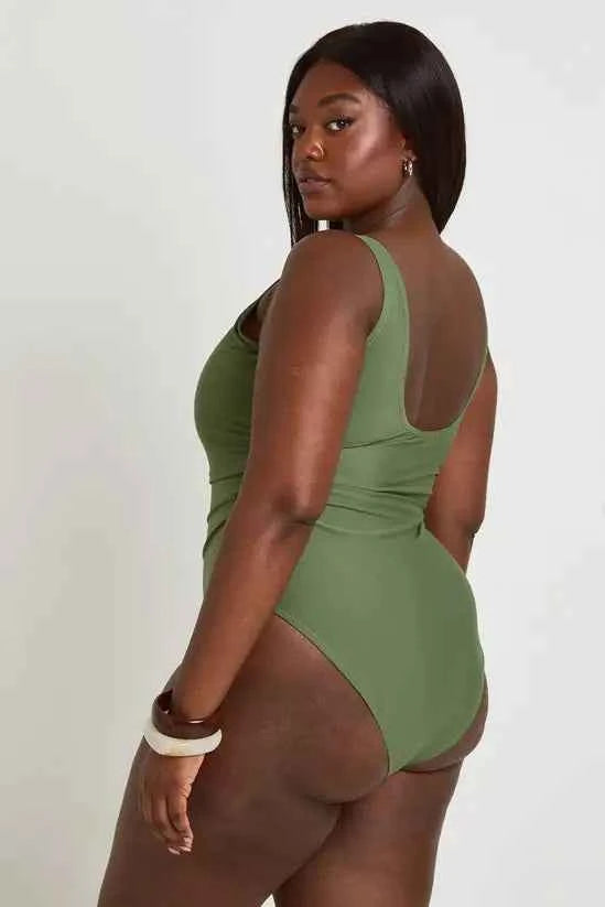 boohoo Plus Tummy Control Scoop Swimsuit