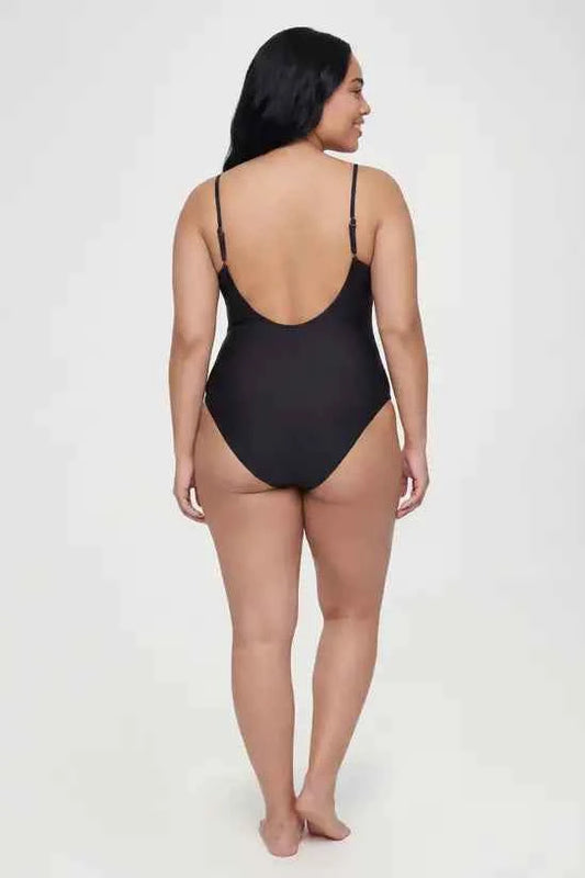 boohoo Plus Gold Trim Square Neck Swimsuit