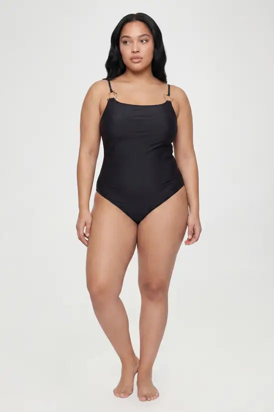 boohoo Plus Gold Trim Square Neck Swimsuit