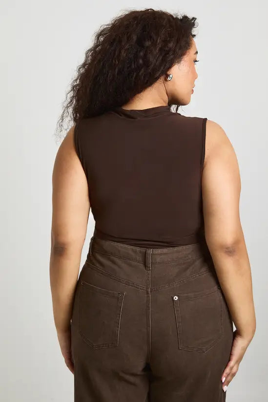 boohoo Plus Ruched Drape Gold Trim Sleeveless Bodysuit