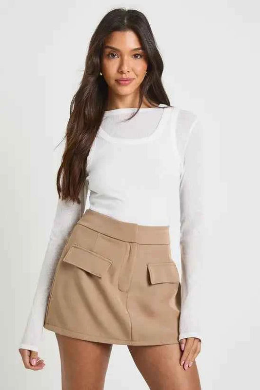boohoo Marl Pocket Detail Tailored Skort