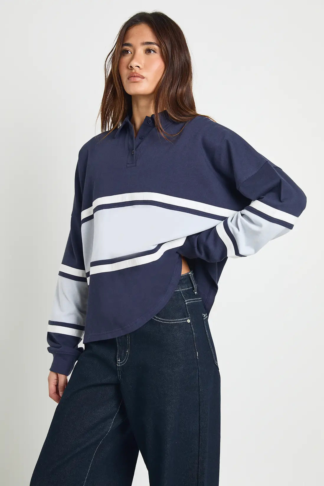 boohoo Contrast Panel Rugby Top