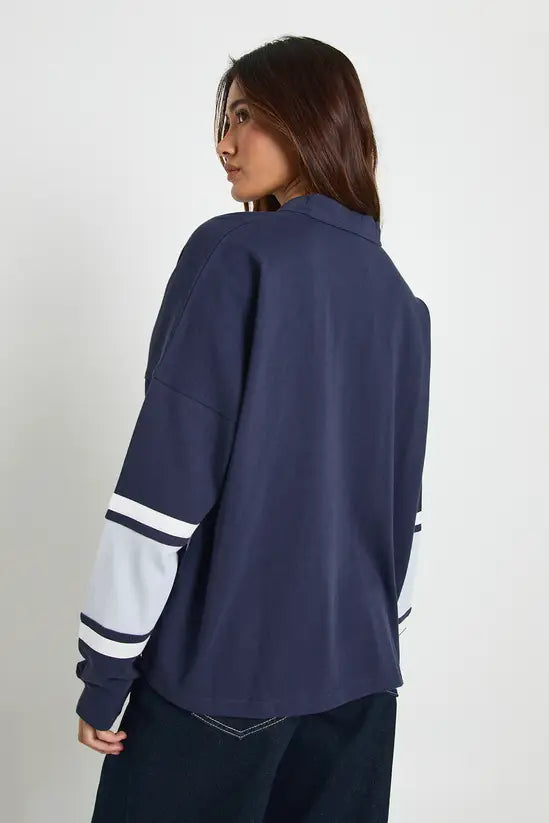 boohoo Contrast Panel Rugby Top