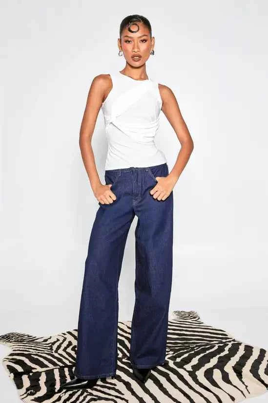 boohoo Matte Slinky Twist Front Detail Sleeveless Top