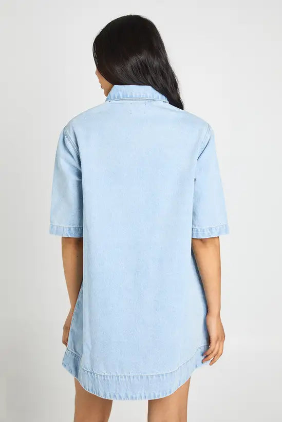 boohoo Tall Short Sleeve Denim Dress