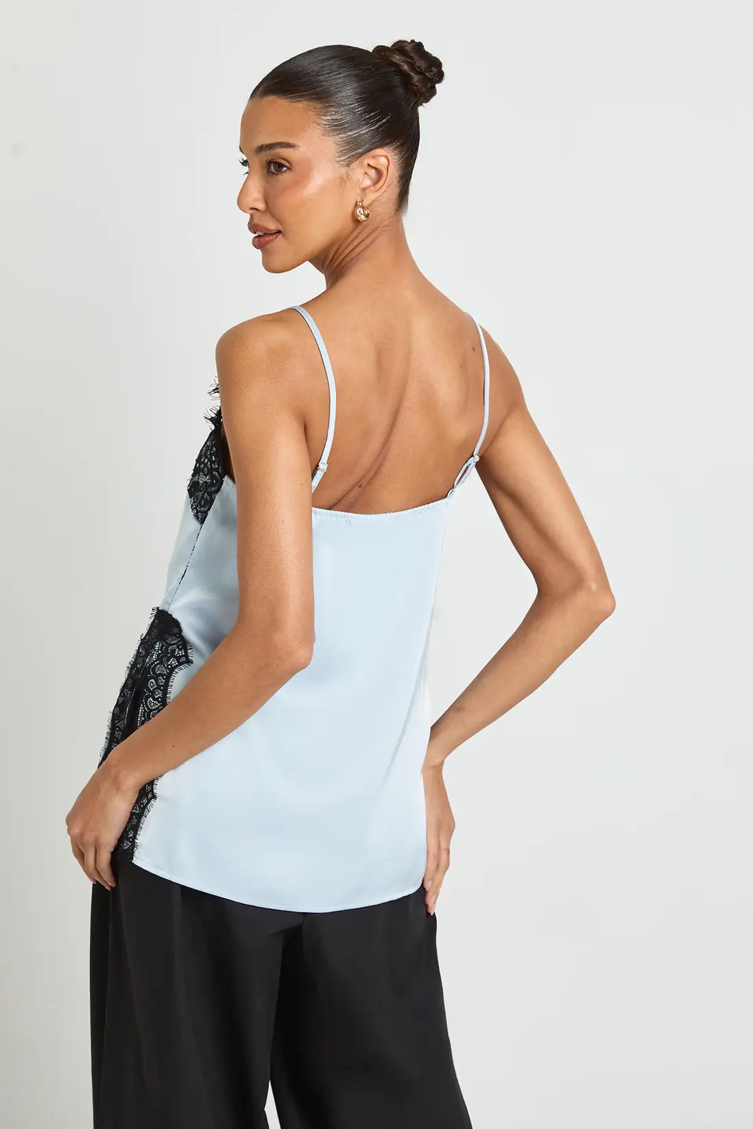 boohoo Lace Side Split Satin Cami Top