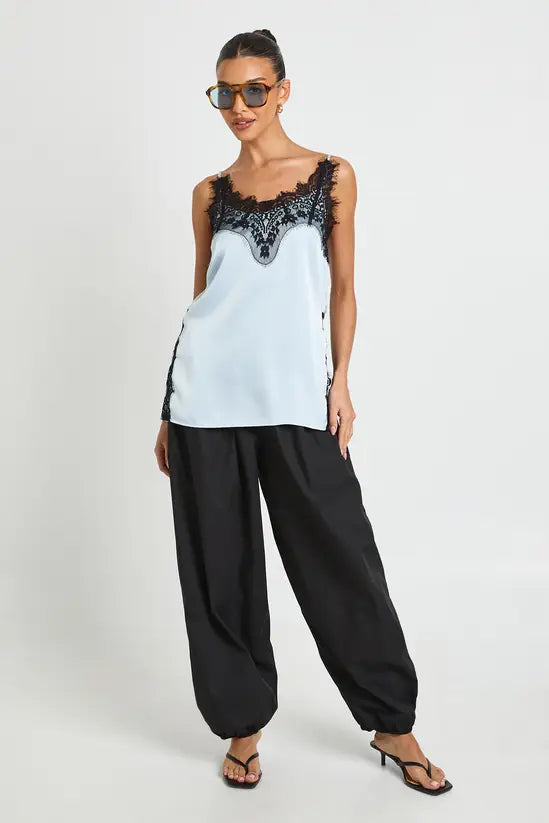 boohoo Lace Side Split Satin Cami Top